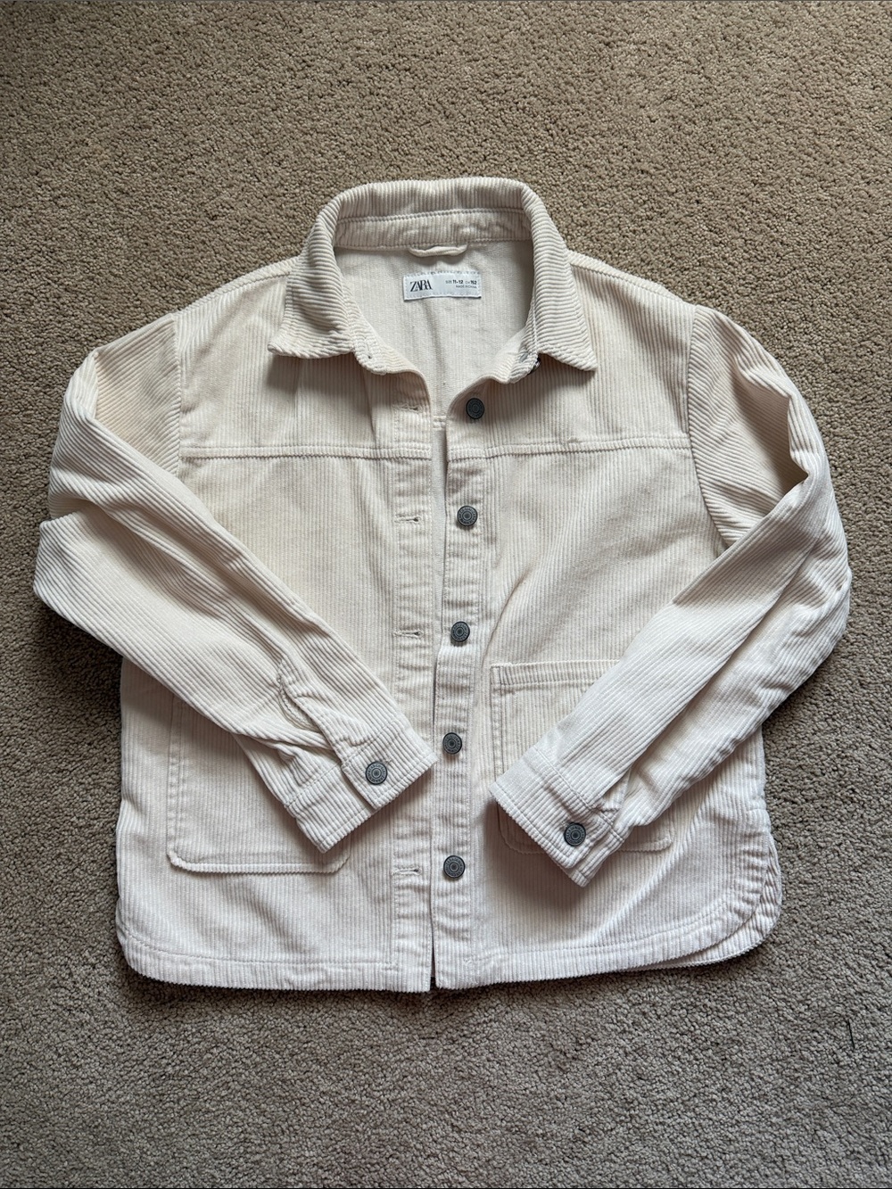 Zara Kids Off-White Corduroy Jacket Size 11/12